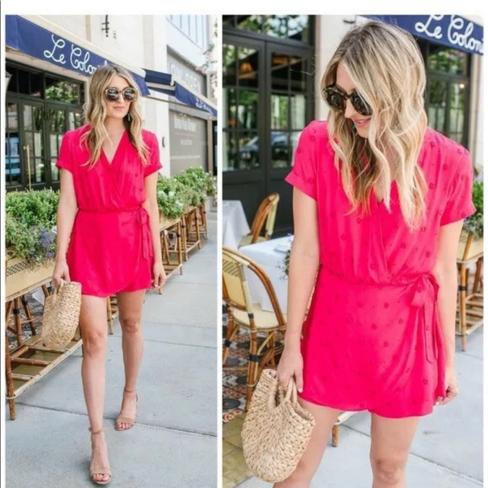 Anthropologie ETT:TWA Romper Size XS Greenbrier Pink jumpsuit embroidered